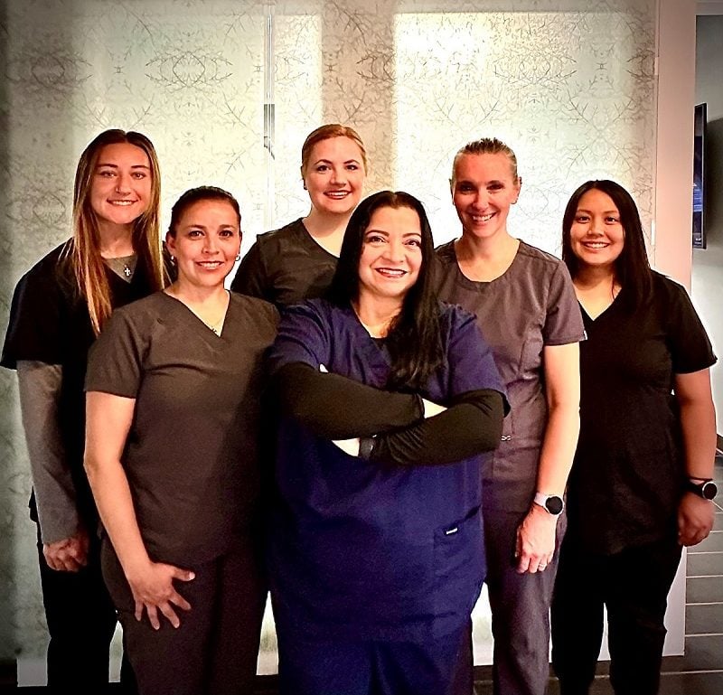 Group photo with doctor and staff